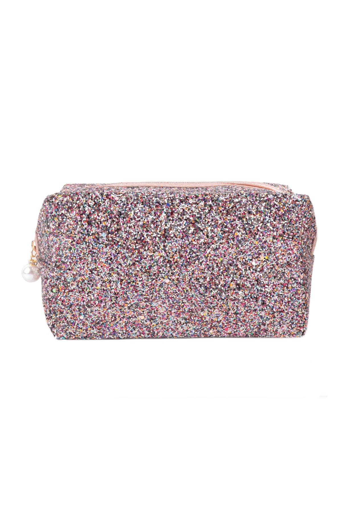 Glitter Pearl Zipper Cosmetic Bag