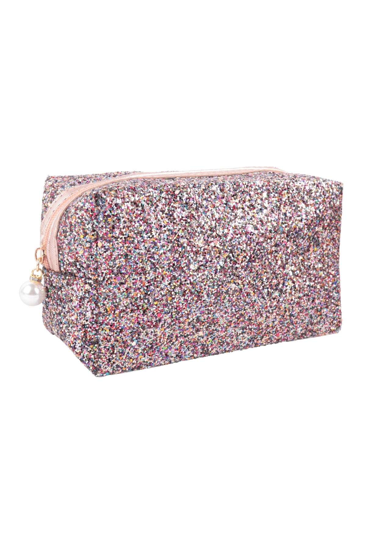 Glitter Pearl Zipper Cosmetic Bag