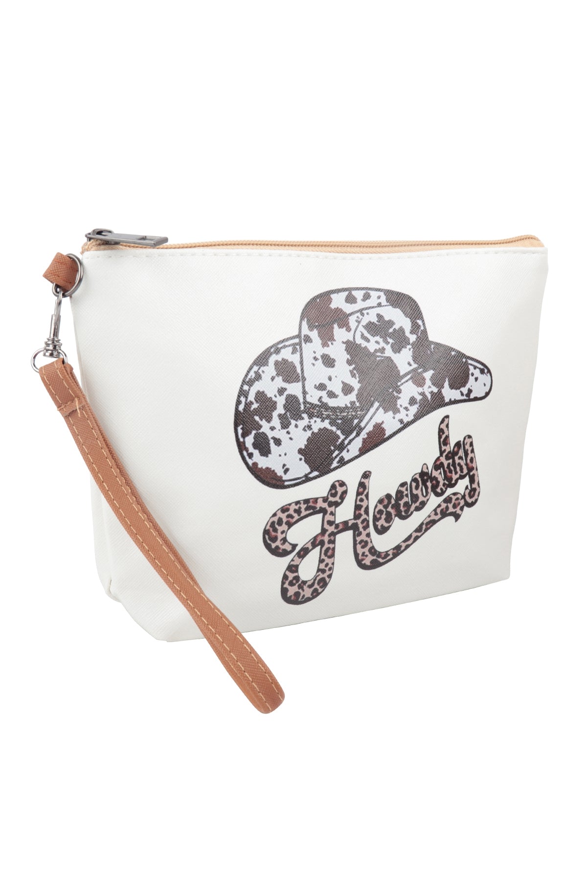Howdy Print Cosmetic Pouch Bag w/ Wristlet