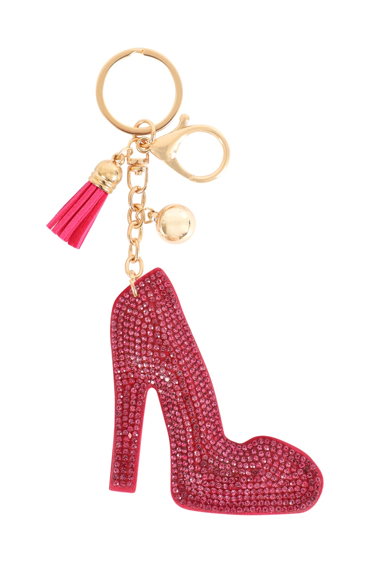 High Heels Rhinestone Tassel Keychain