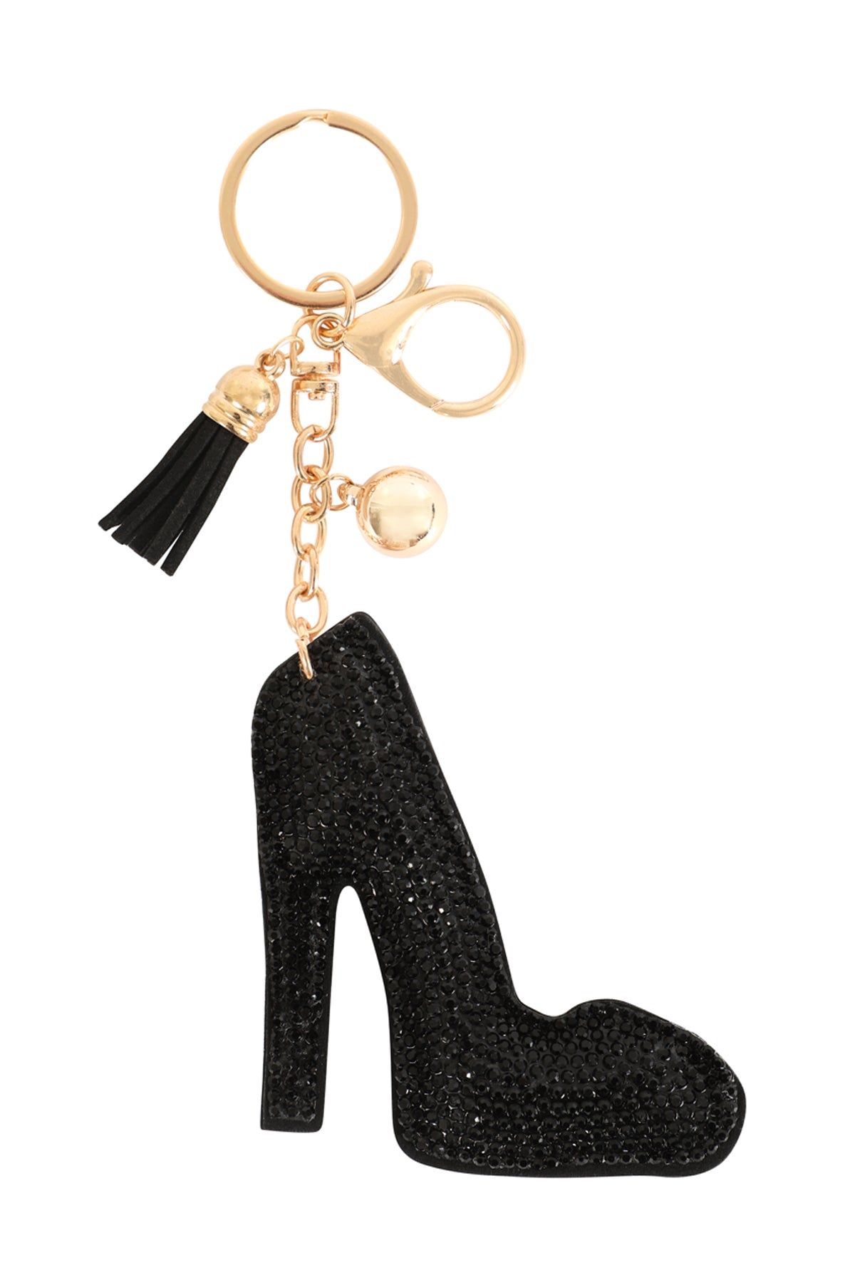 High Heels Rhinestone Tassel Keychain