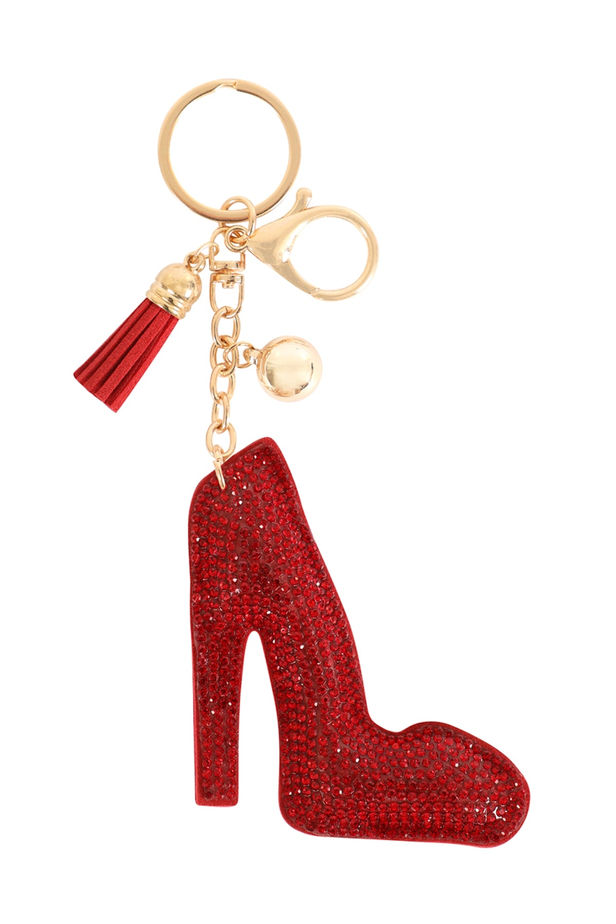 High Heels Rhinestone Tassel Keychain