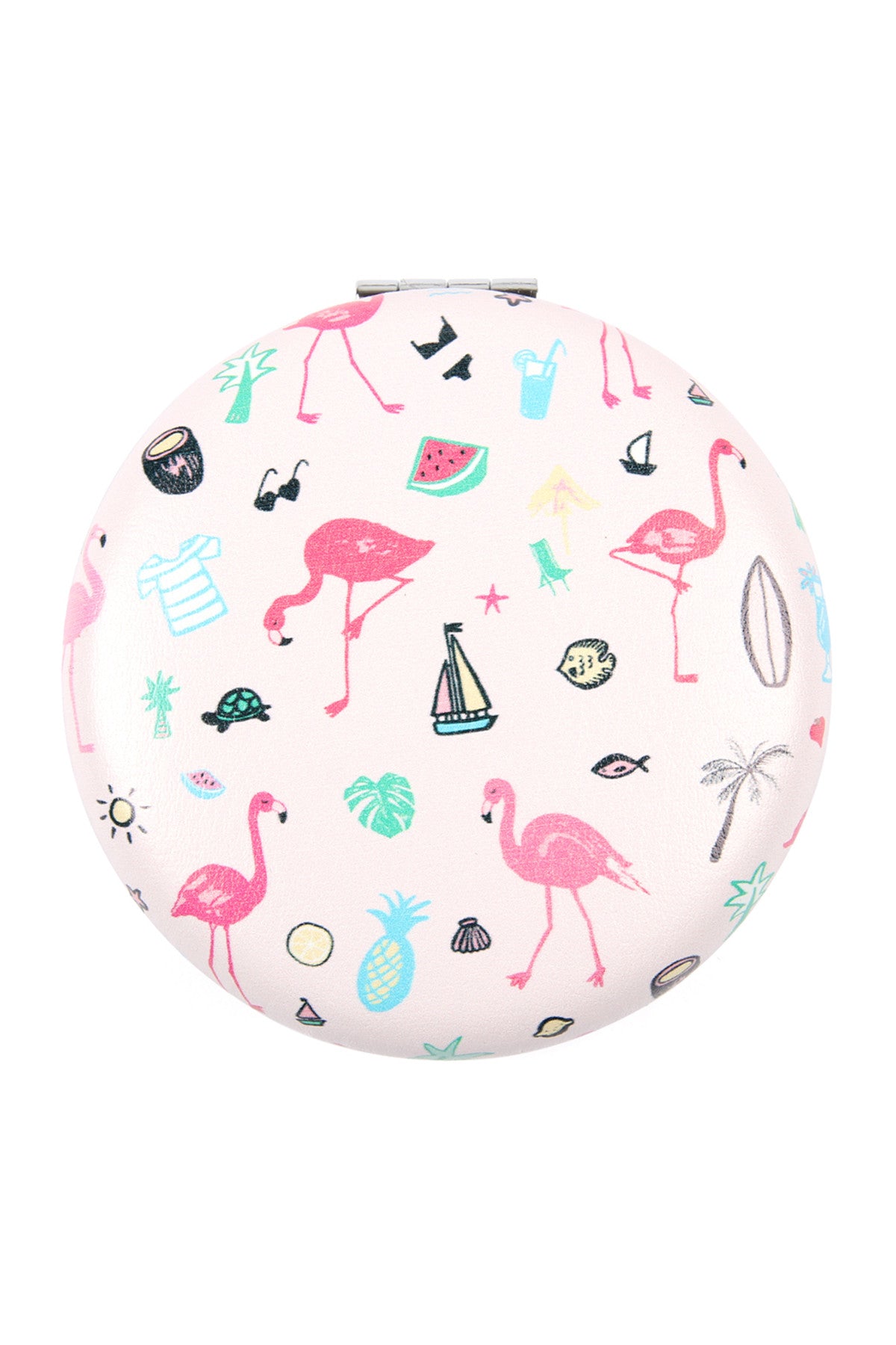 Style 4 Flamingo Printed Leather Coated Face Mirror