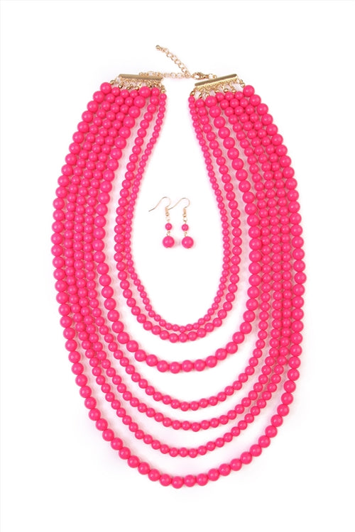 Women's Multilayer Acrylic Necklace & Earring Jewelry 1 Set
