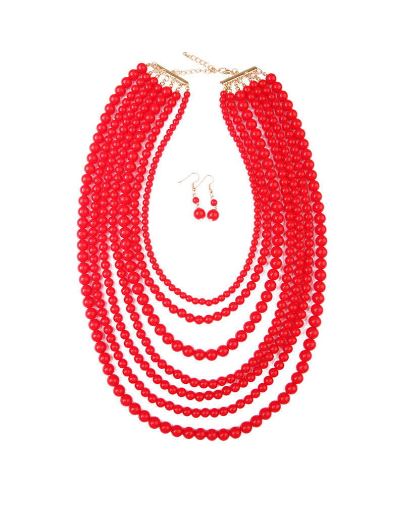 Women's Multilayer Acrylic Necklace & Earring Jewelry 1 Set