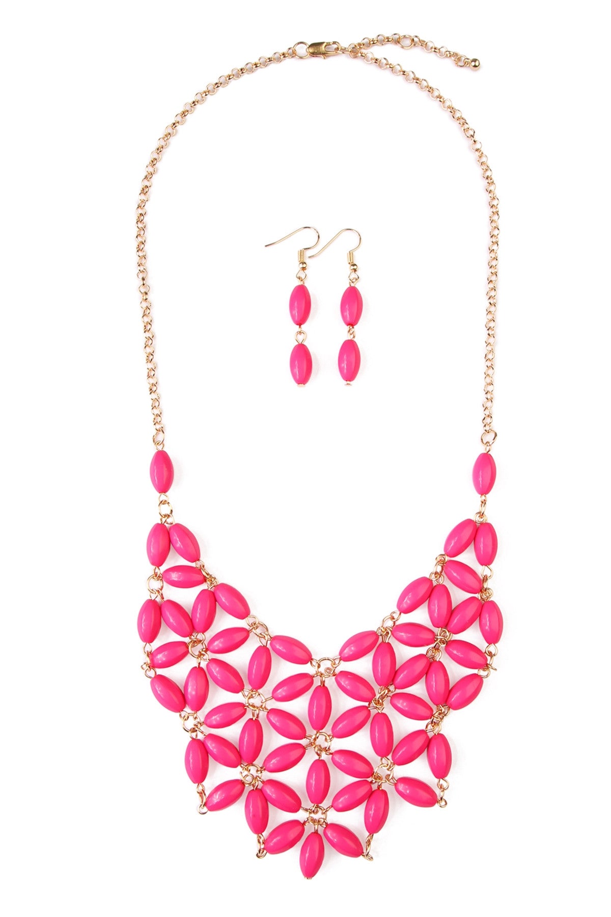 Beaded Bib Necklace and Earring Set