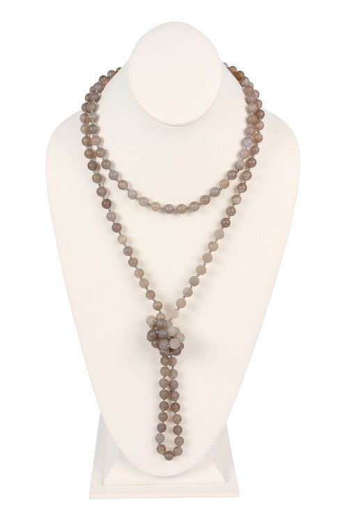 Natural Stone Hand Knotted Long Necklace