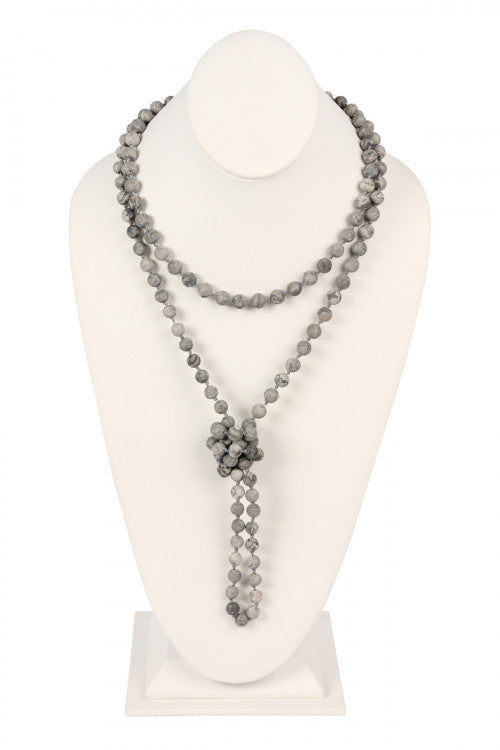 Natural Stone Hand Knotted Long Necklace