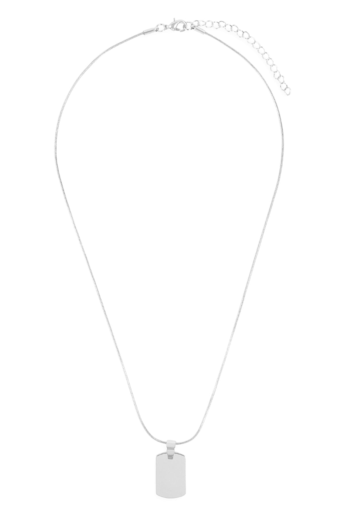 Blank Dog Tag w/ Layered Chain Necklace