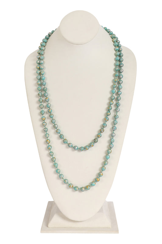 Versatile Long Natural Stone Beaded Necklace