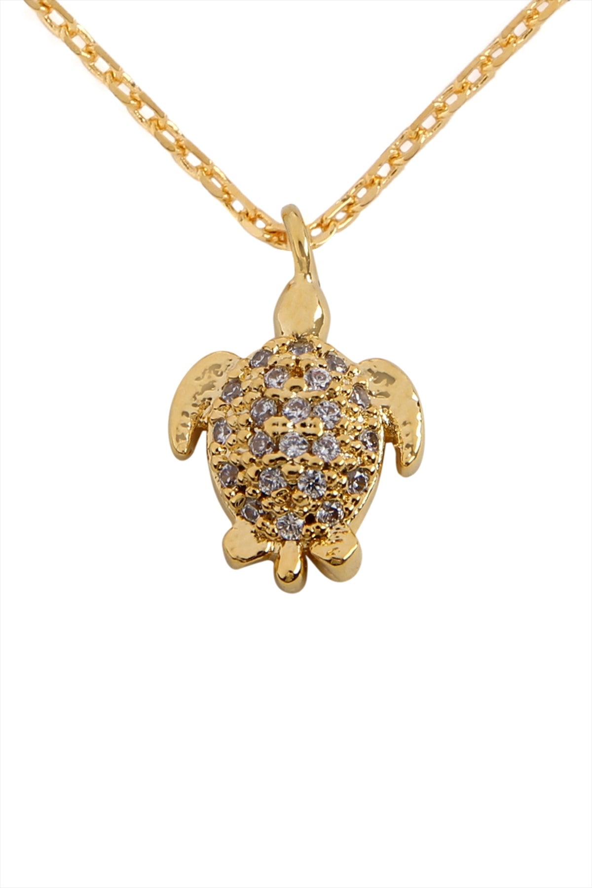 Turtle Crystal Pave Pendant Necklace