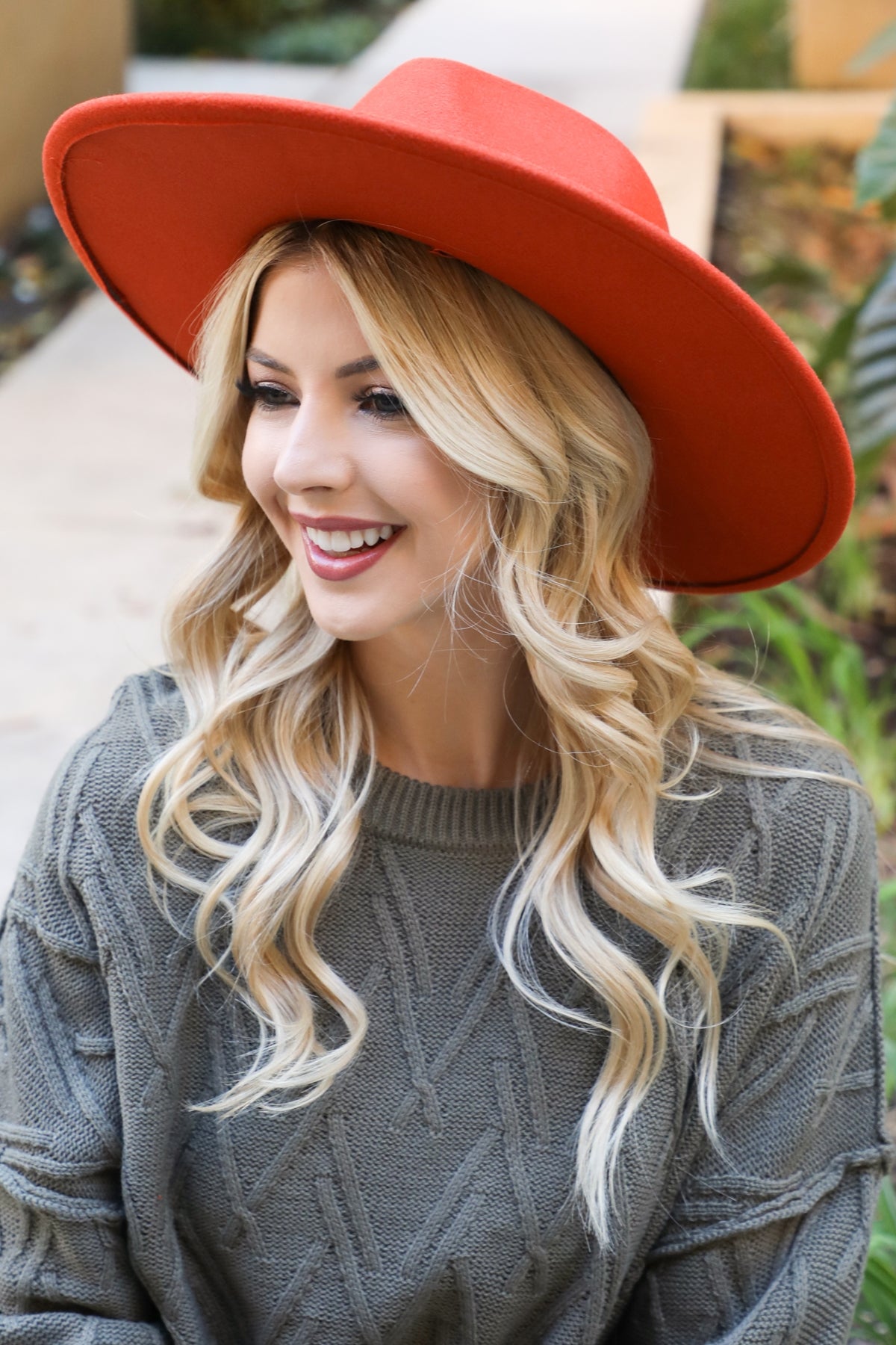 Felt Fashion Brim Hat w/ Leather Braided