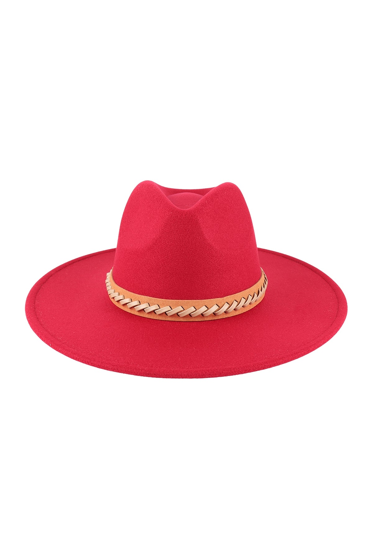 Felt Fashion Brim Hat w/ Leather Braided