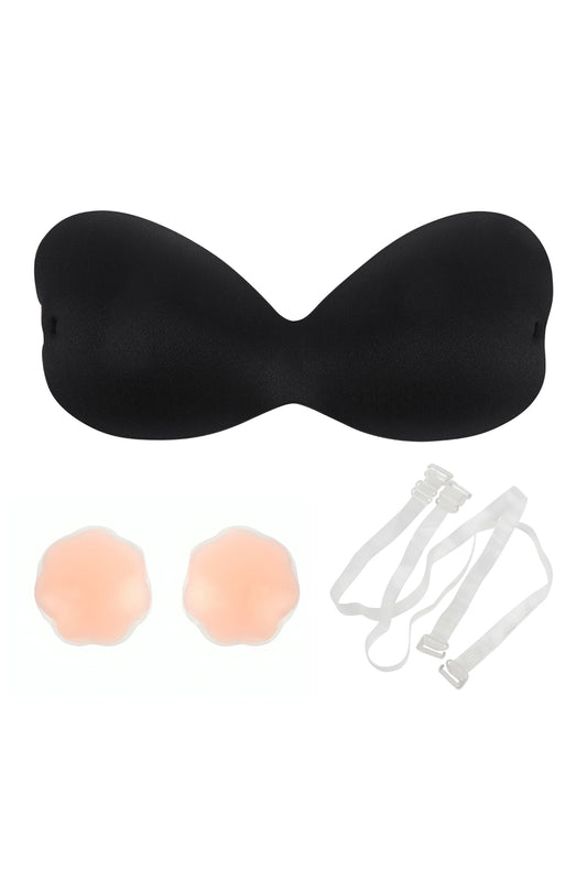 One Piece Adhesive Silicone Reusable Nu Bra With Nipple Tape and Transparent Strap