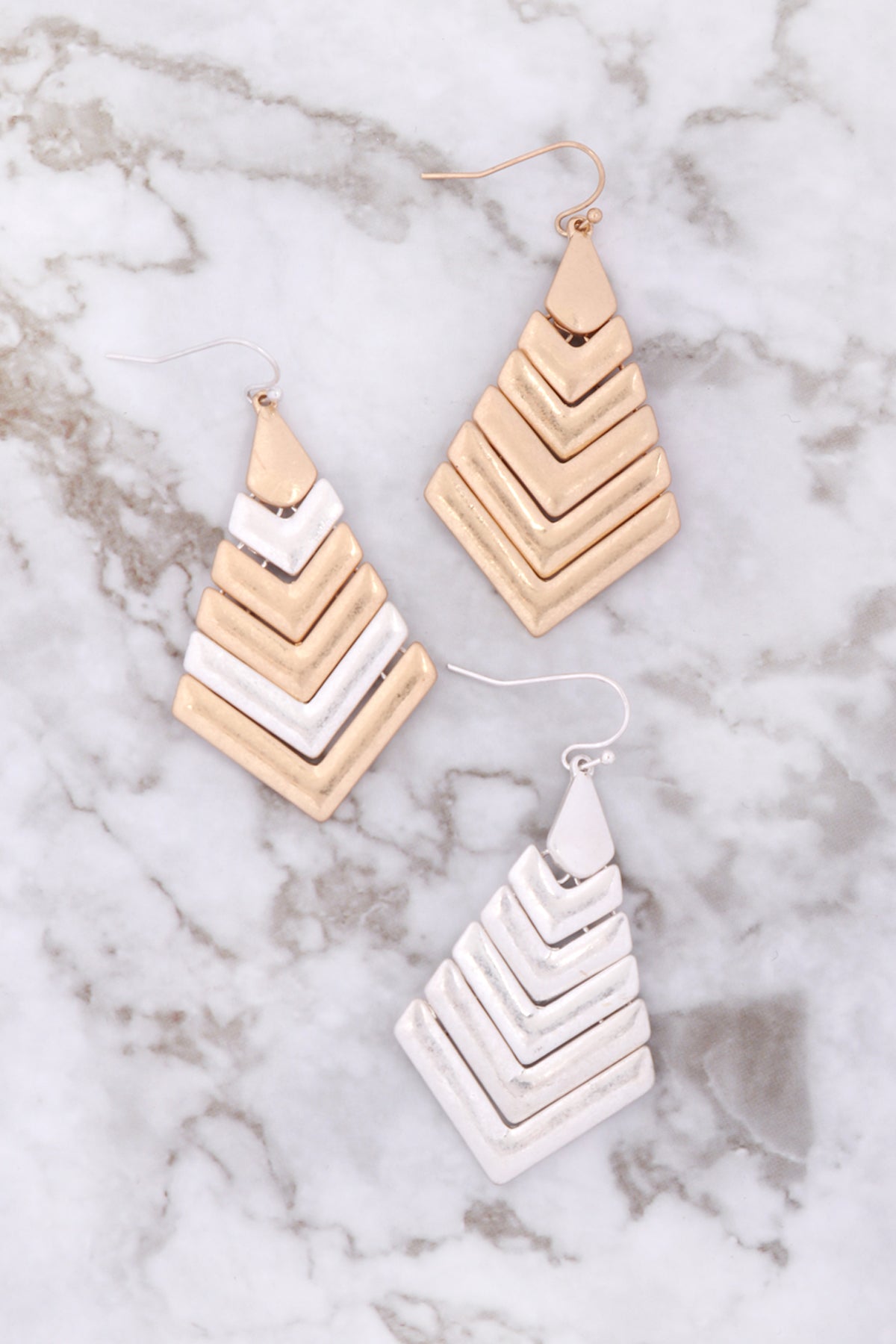 Chevron Fish Hook Drop Earrings