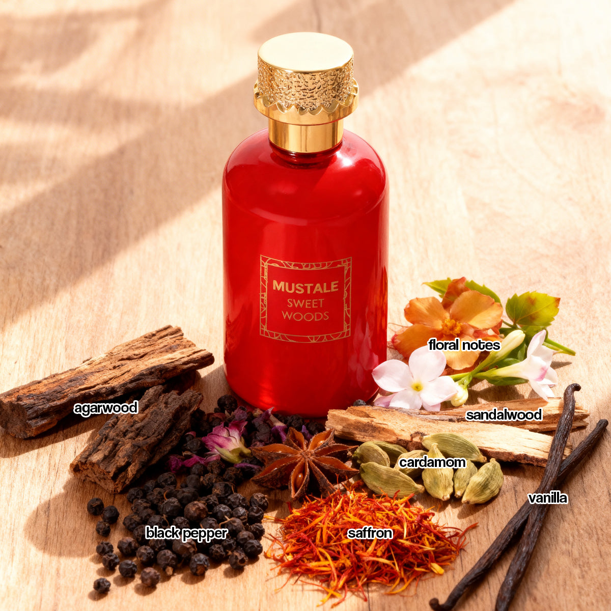 Mustale Sweet Woods Spray Perfume Eau De Parfum For Men And Women - 100ML/3.4FL.OZ./3PCS