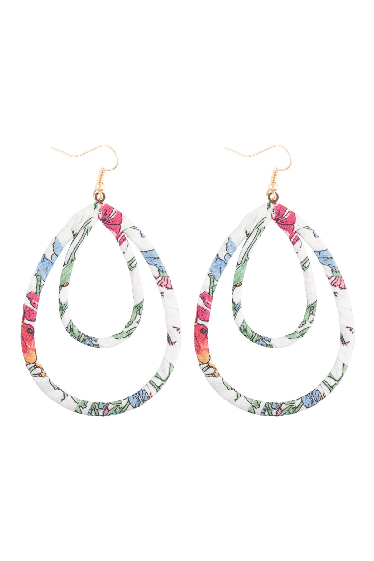 Layered Teardrop Fabric Wrap Fish Hook Earring