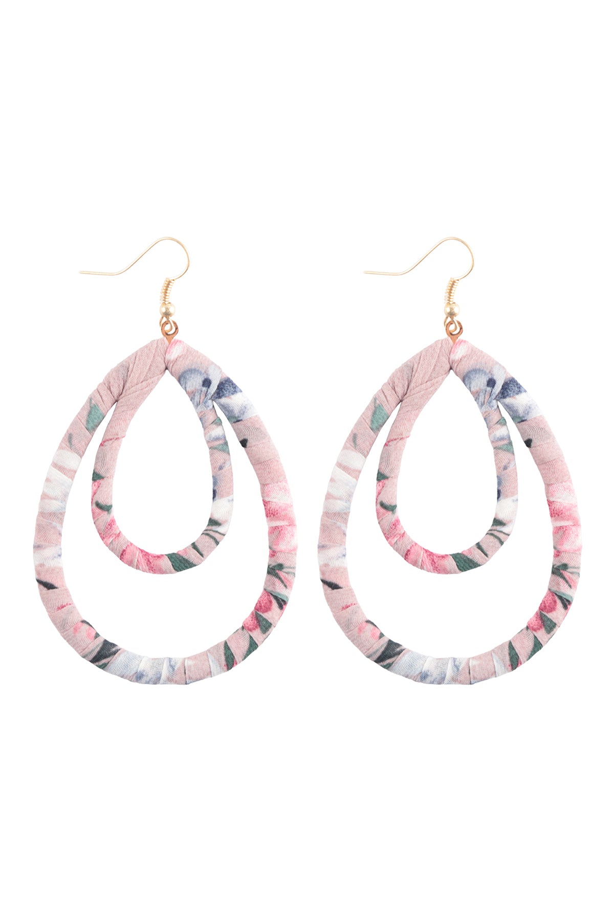 Layered Teardrop Fabric Wrap Fish Hook Earring MultiColor R6