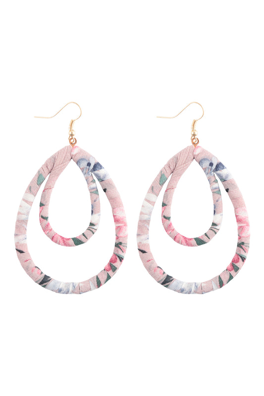 Layered Teardrop Fabric Wrap Fish Hook Earring MultiColor R6