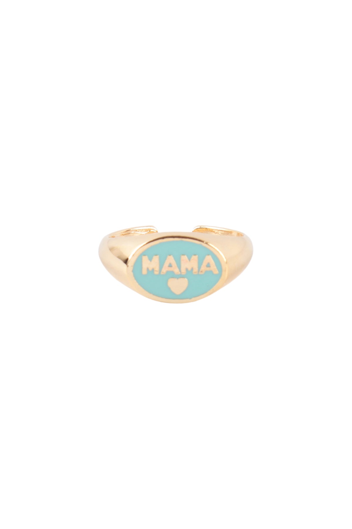 "Mama" Heart Color Signet Open Brass Ring