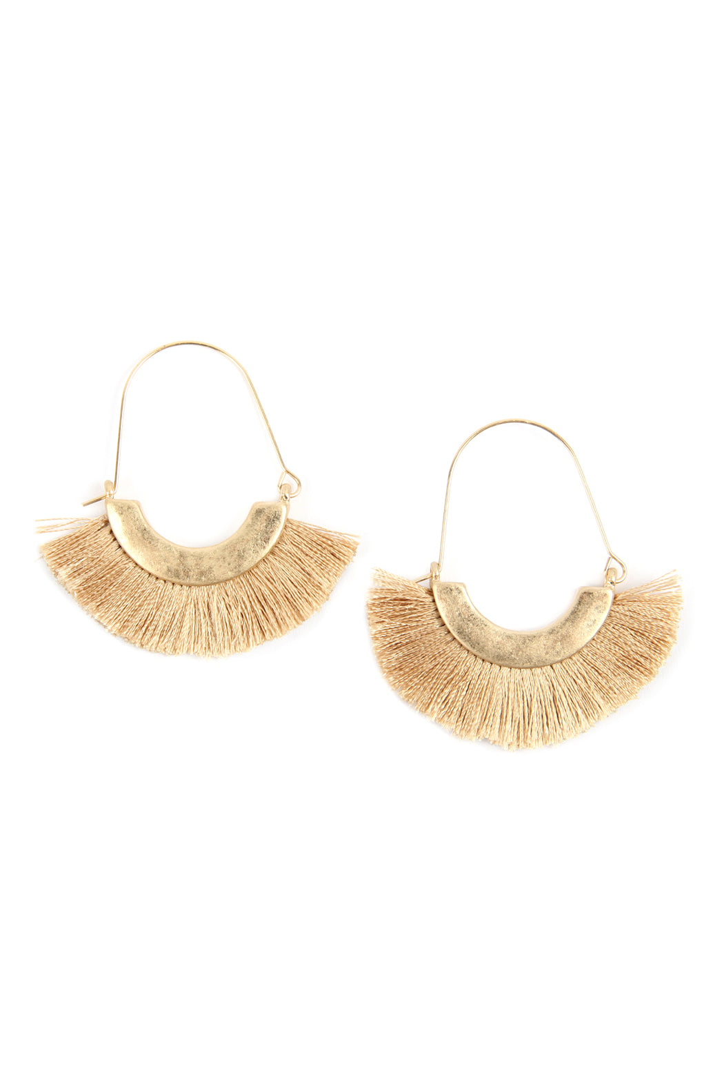 Tassel Hoop Earrings Brown