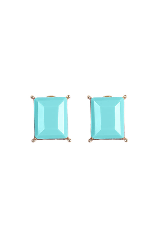 Rectangle Resin Stone Stud Earrings Tur2uoise