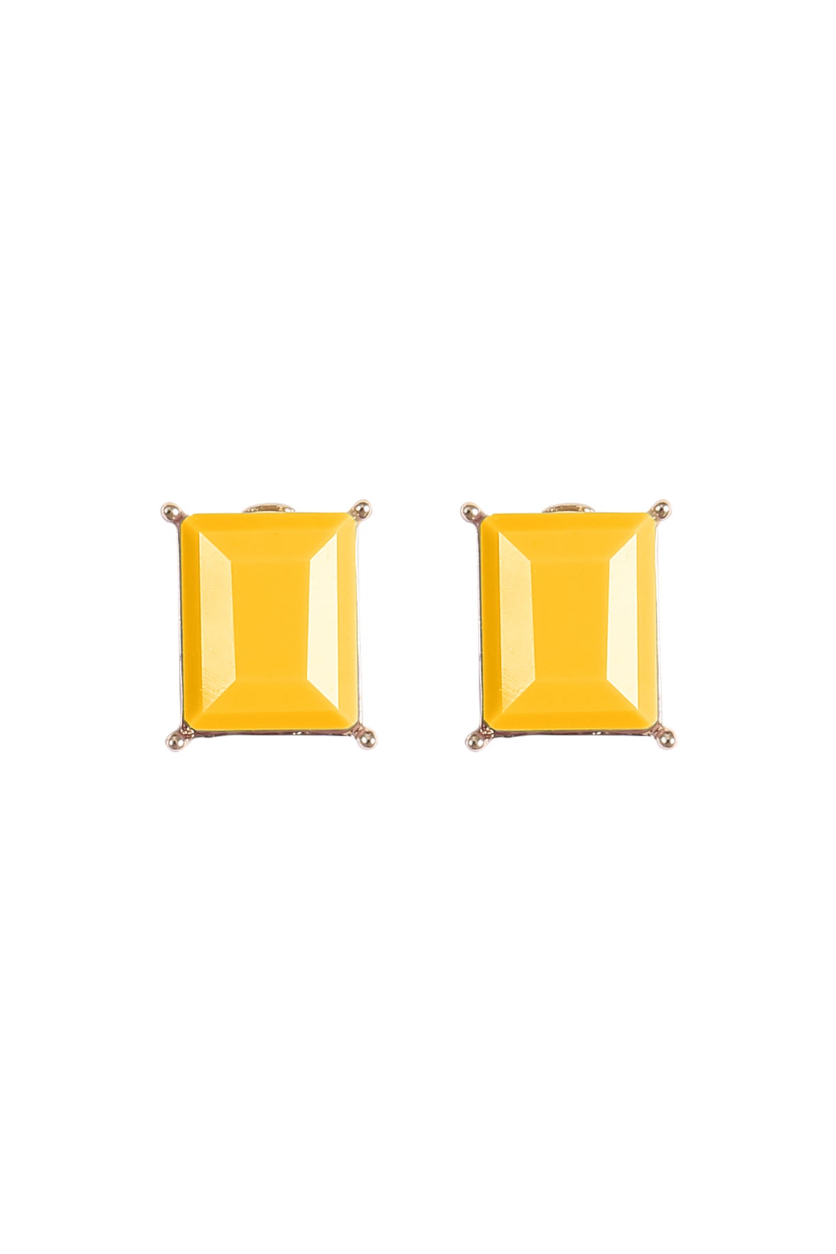 Rectangle Resin Stone Stud Earrings Yellow