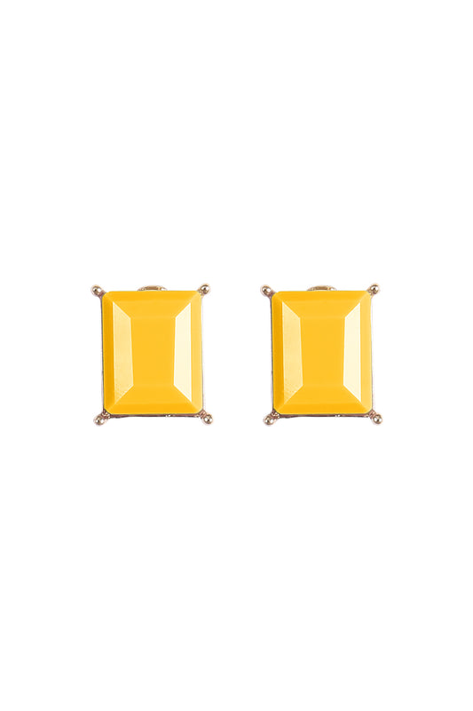 Rectangle Resin Stone Stud Earrings Yellow