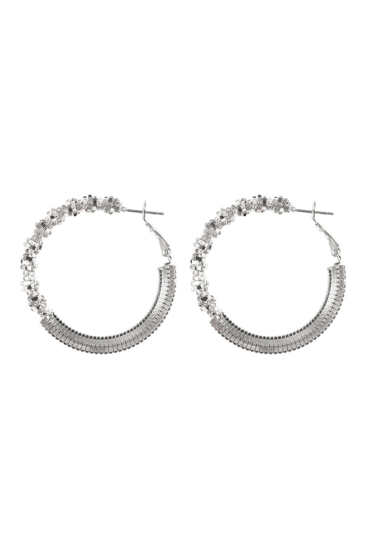 Abstract Textured Hoop Lock Earrings