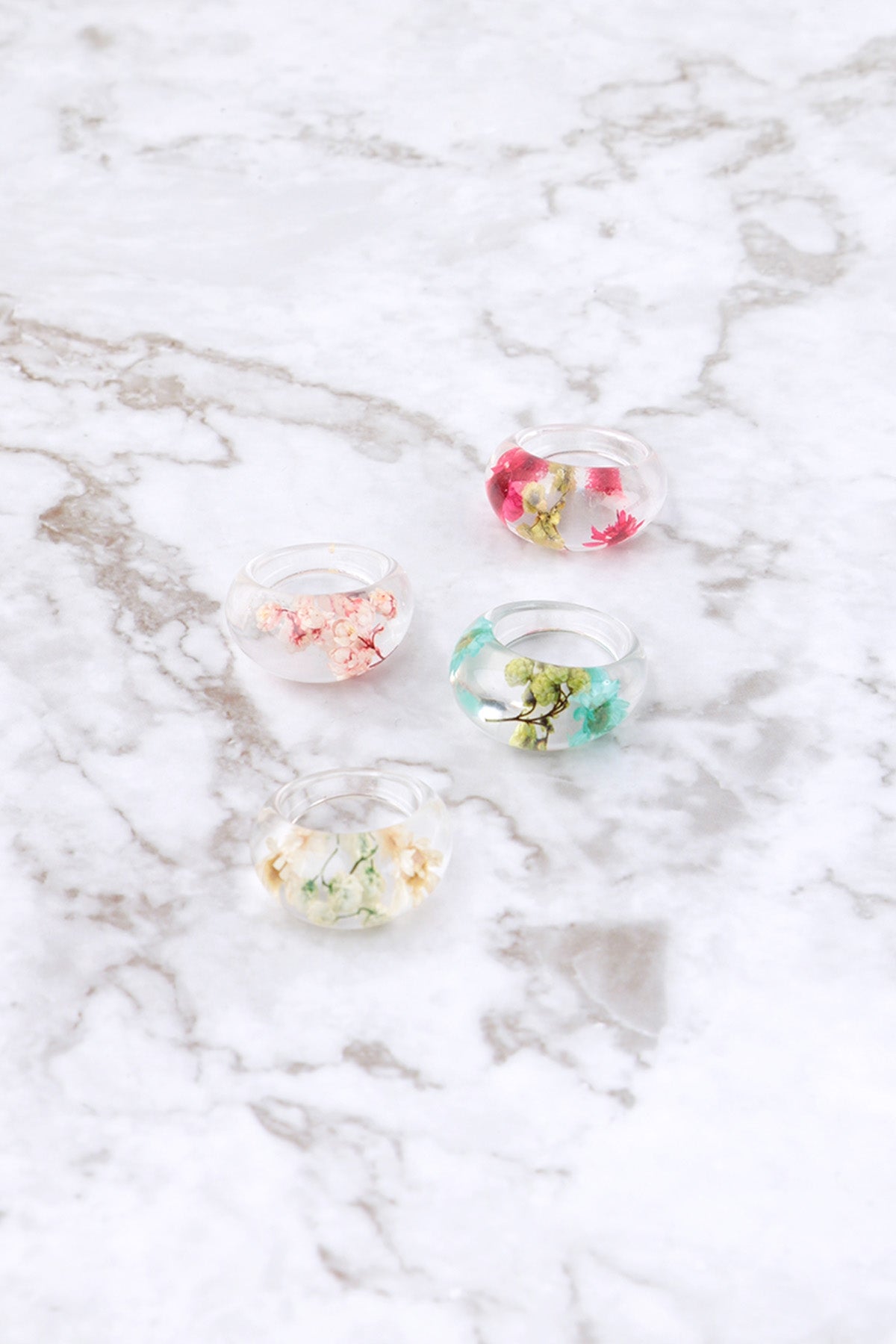 Dry Flower Clear Resin Ring