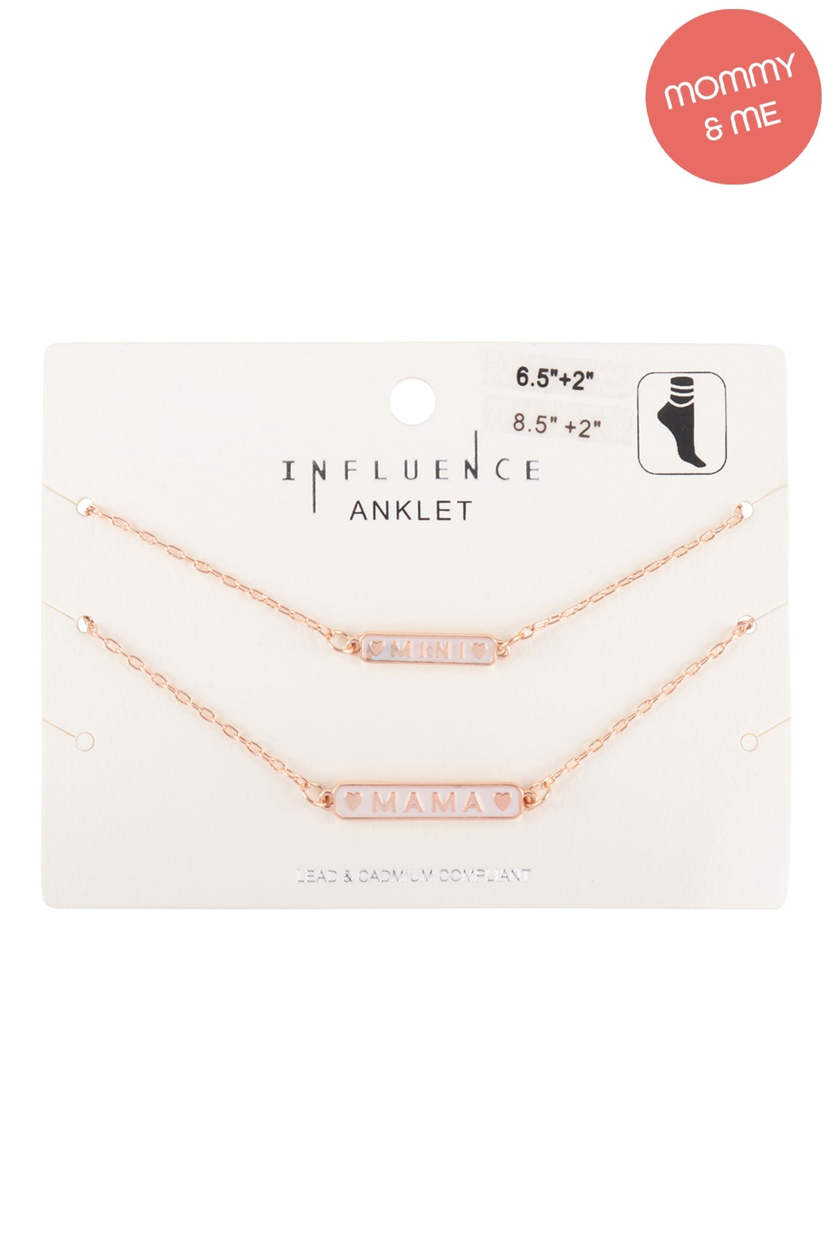 Personalized "Mama & Mini" Bar Shaped Enamel 2 Set Anklet