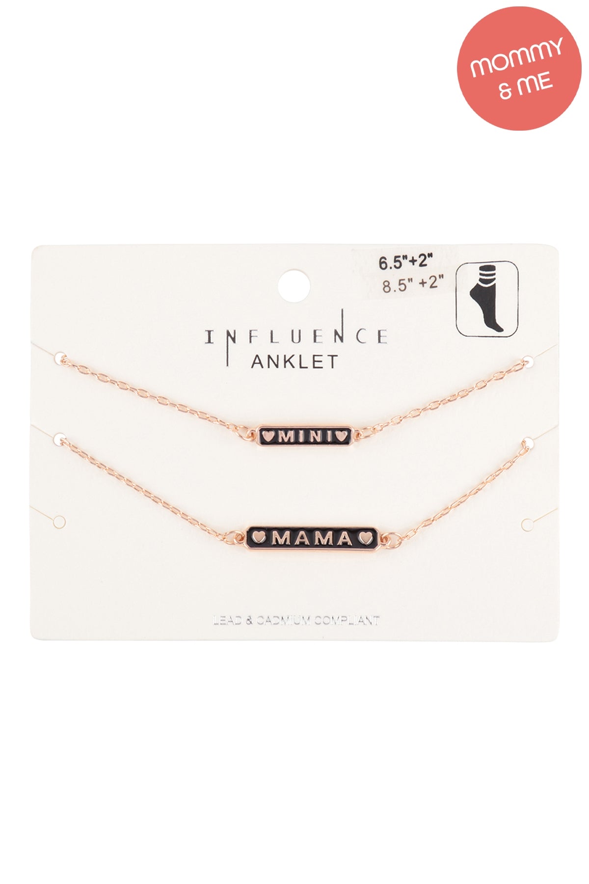 Personalized "Mama & Mini" Bar Shaped Enamel 2 Set Anklet