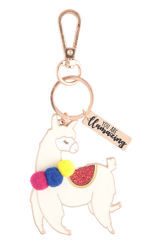 Llama with "You are Llamazing" Keychain