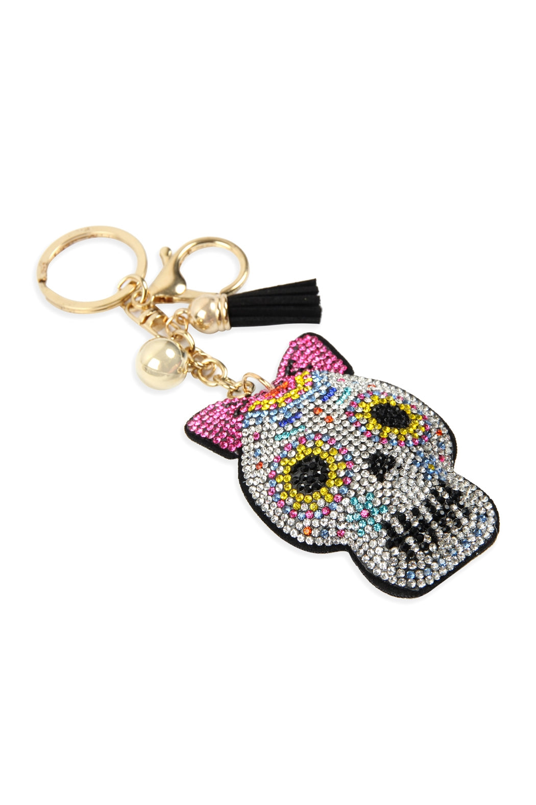 Sugar Skull Girl Tassel Rhinestone Keychain
