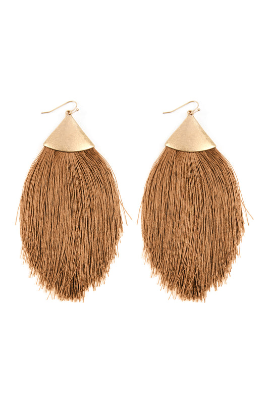 Brown Tassel Drop Earrings