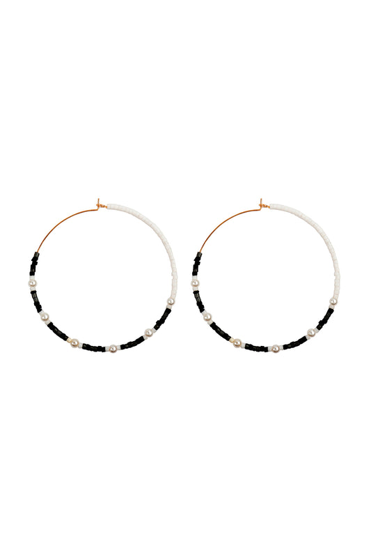 Two Tone Glass Seed Beads Earrings Gray