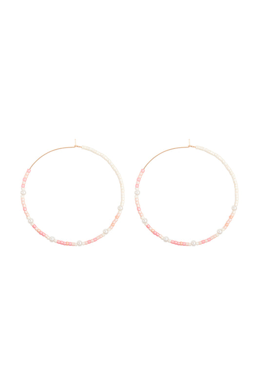 Two Tone Glass Seed Bead Earrings Pink