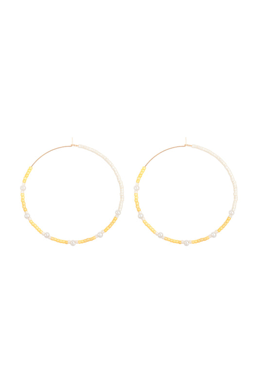 Two Tone Glass Seed Beads Earrings Yellow