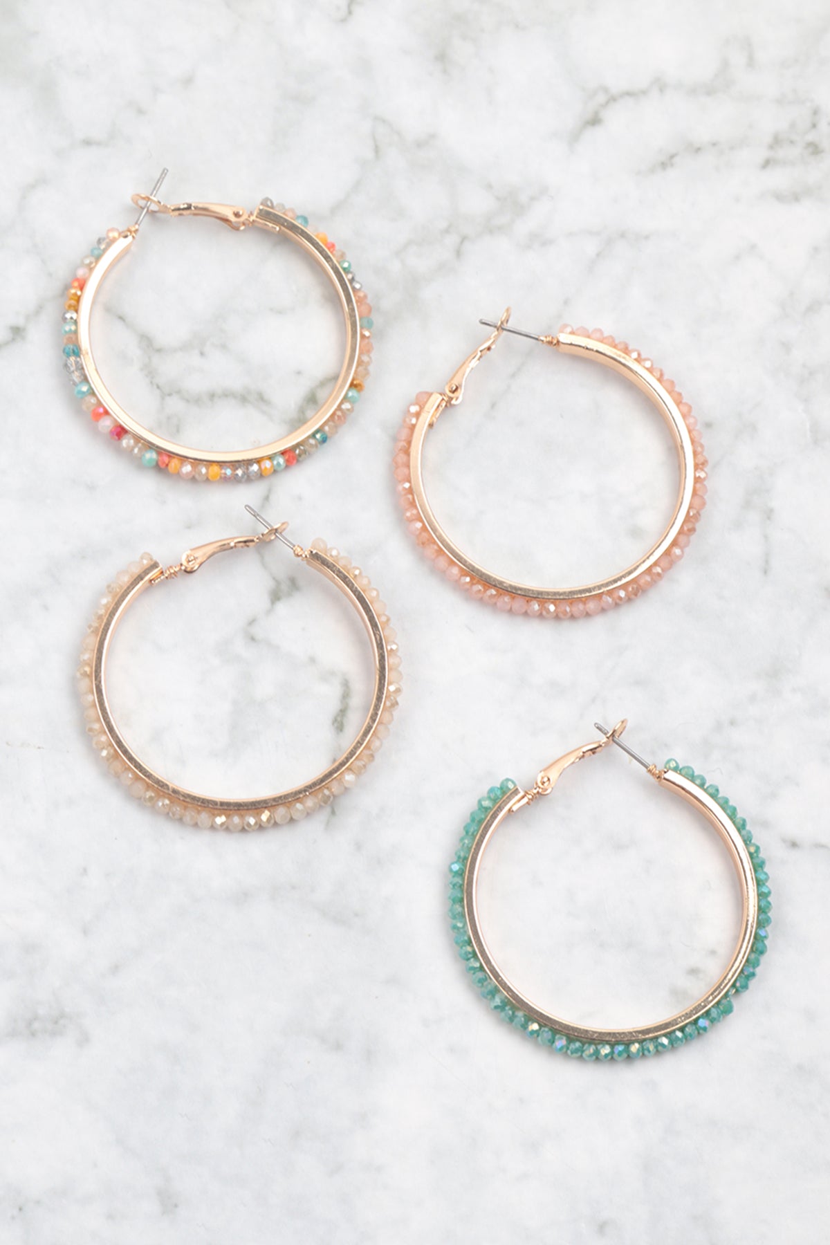 Boho Pave Rhinestone Hoop Earrings