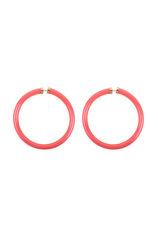 Tube Jelly Hoop Earrings Fuchsia