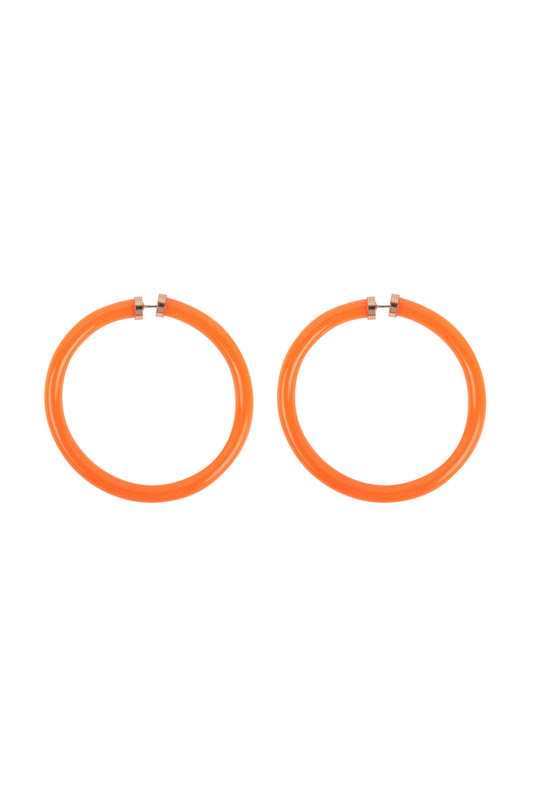 Tube Jelly Hoop Earrings Neon Orange