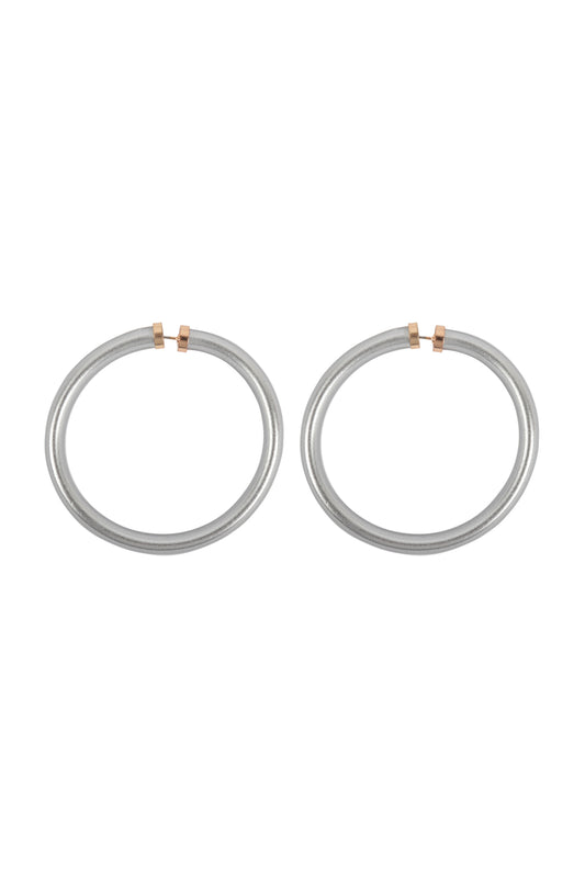 2.25 Tube Jelly Hoop Earrings Silver