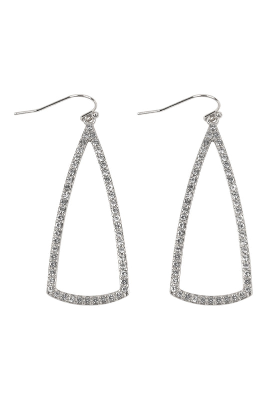 Pave Rhinestone Triangle Hook Earrings Gold