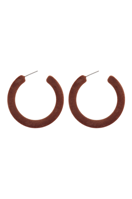 Velvet Hoop Earrings Brown