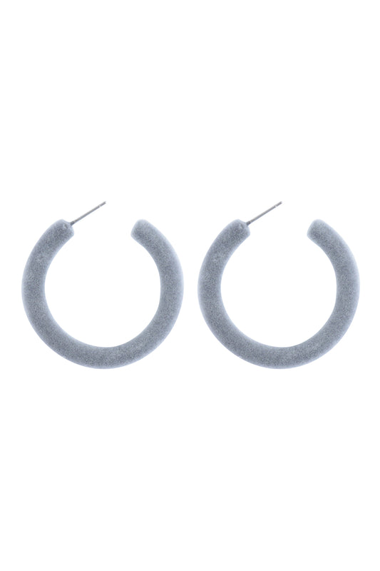 Velvet Hoop Earrings Gray