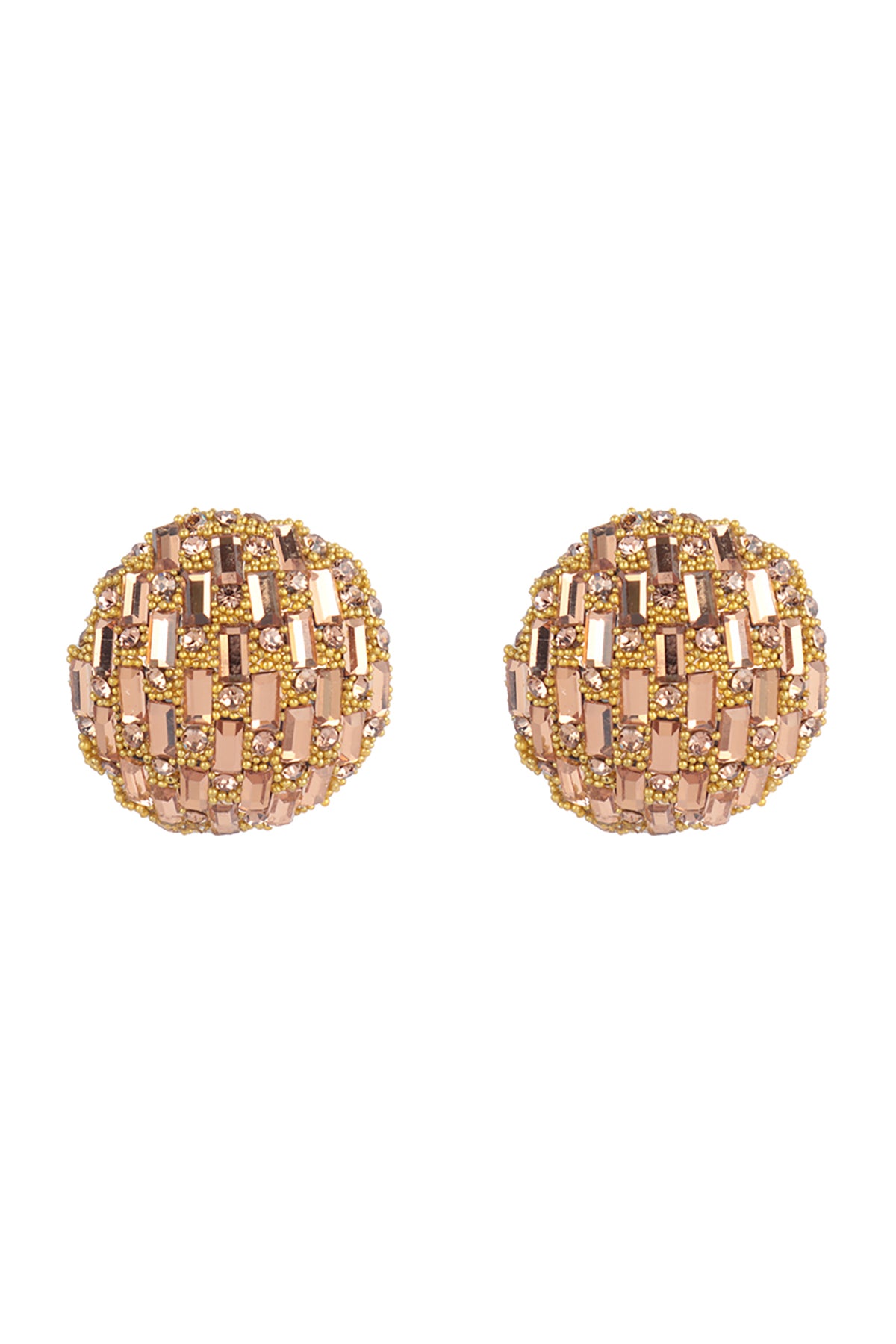Circle Button Rhinestone Glitter Stud Earrings Black