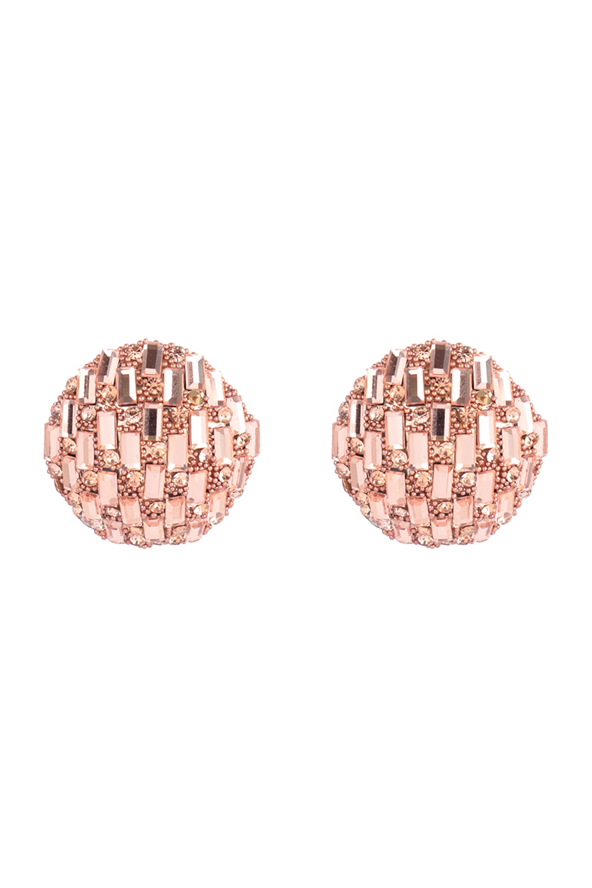 Circle Button Rhinestone Glitter Stud Earrings Black