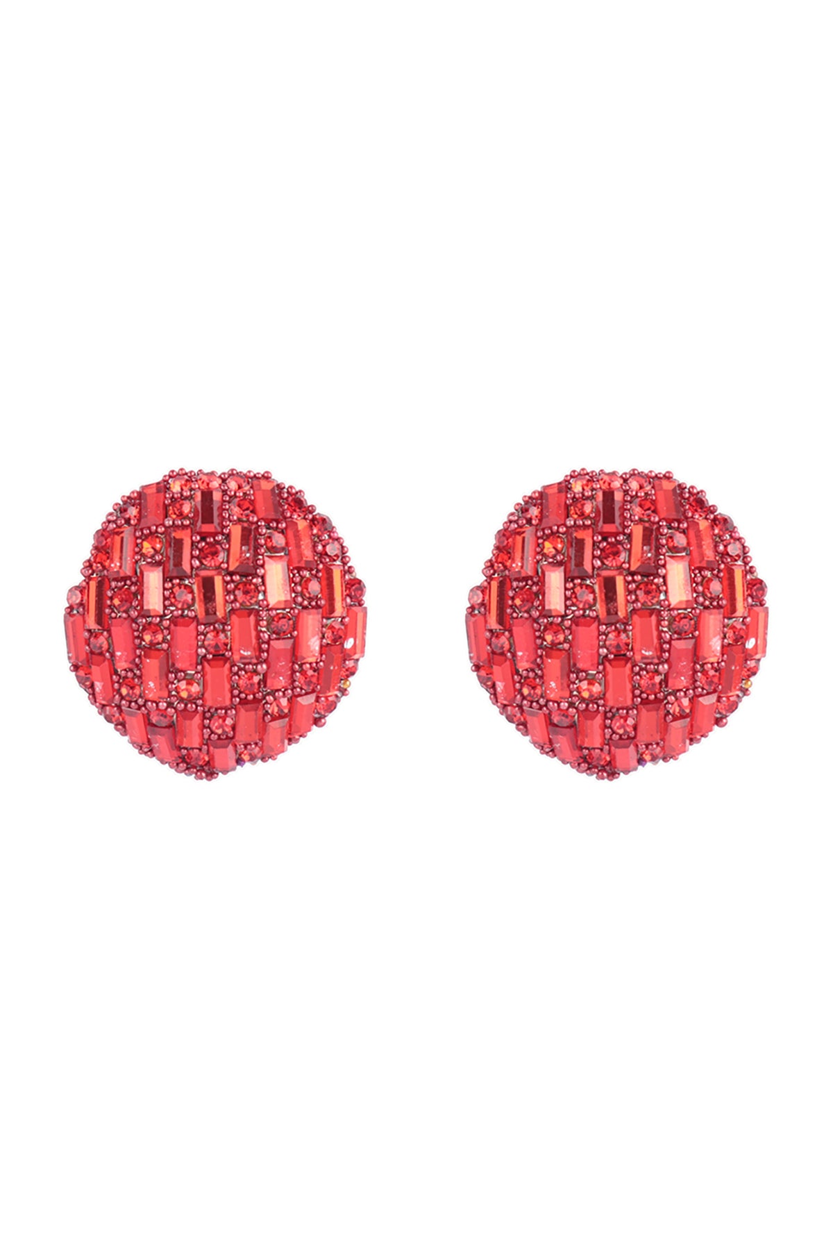 Circle Button Rhinestone Glitter Stud Earrings Black