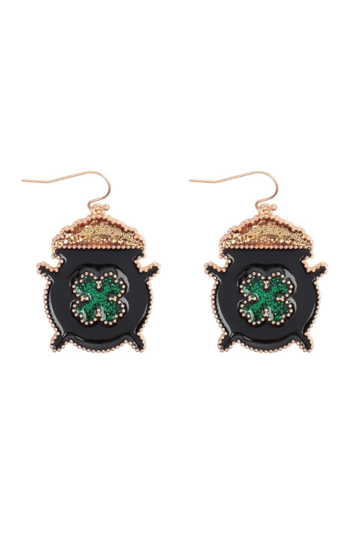 St. Patrick's Money Pot Glitter Epoxy Earrings