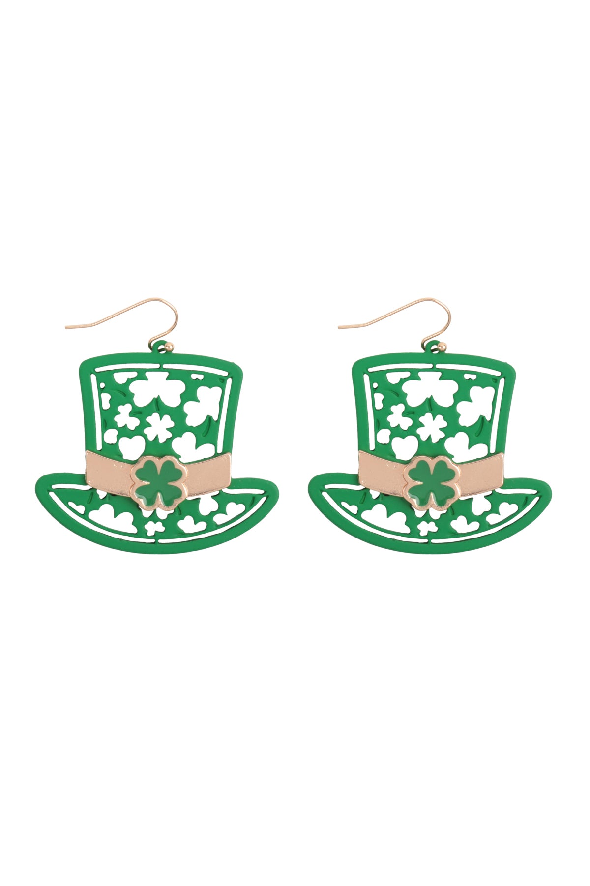 St.Patrick's Hat Filigree Dangle Earrings Green